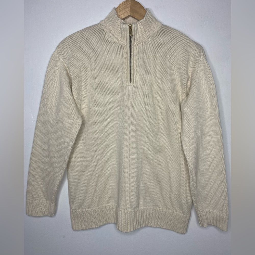 Lauren Ralph Lauren Quarter Zip-Up Knit Sweater Size Small Preppy Chunky